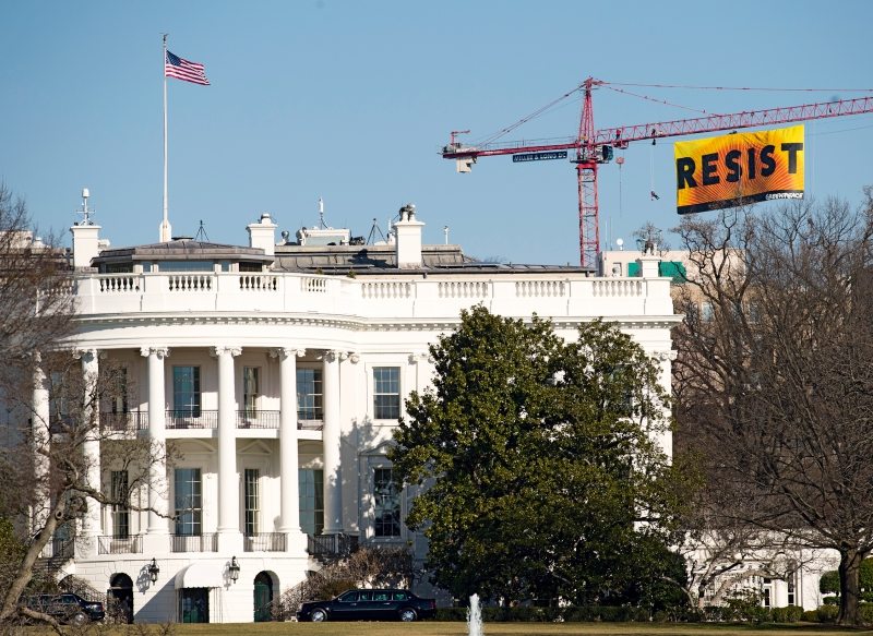 Resist Trump Banner Action in Washington D.C.