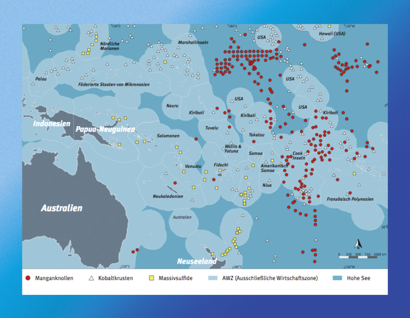 Manganknollen, Kobaltkrusten und Massivsulfide im Pazifik