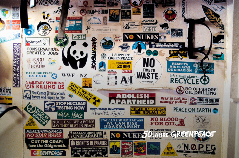 Stickers in the Rainbow Warrior