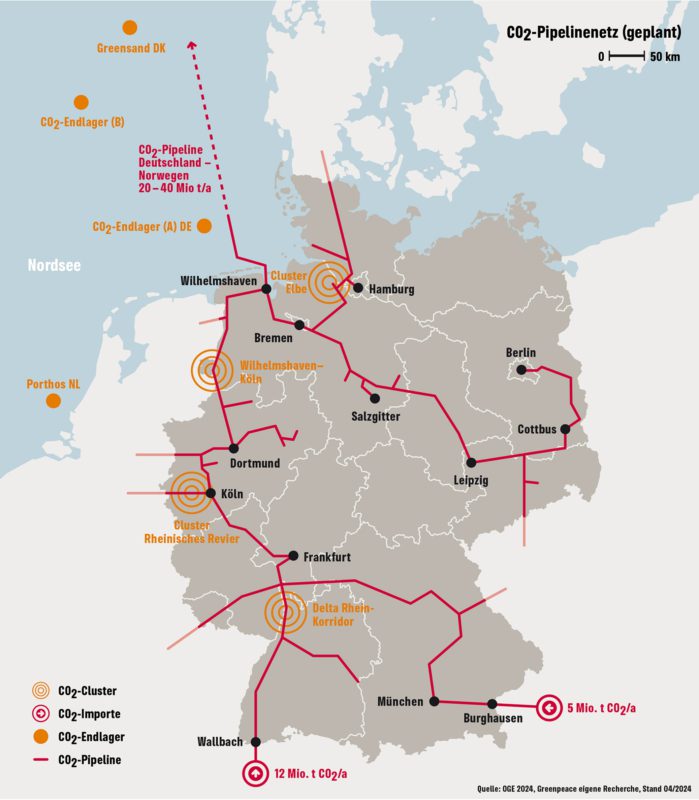 Geplantes CO2-Entsorgungsnetz: Für den CO2-Transport wäre ein gigantisches Pipelinenetz notwendig