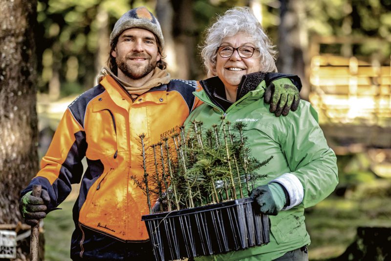 Einsatz im Leuchtturmprojekt Zukunftswald Unterschönau: Freiwillige pflanzen junge Weißtannen